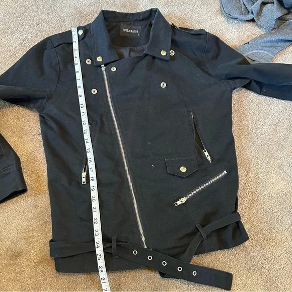 Wildfang Black Leather Jacket Asymmetrical Moto Style - Picture 7 of 8